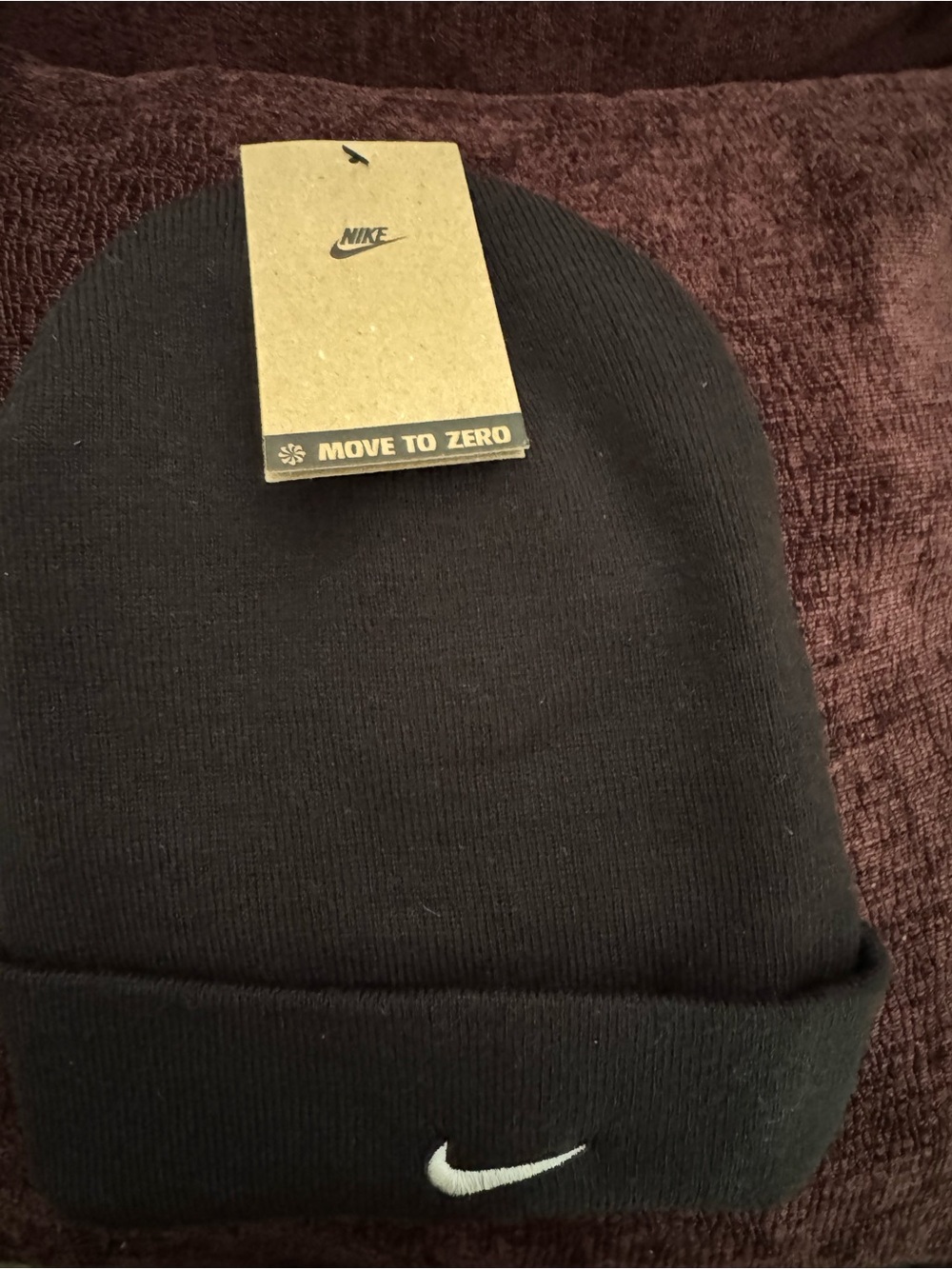 Nike Black Knit Cuffed Beanie with White Swoosh